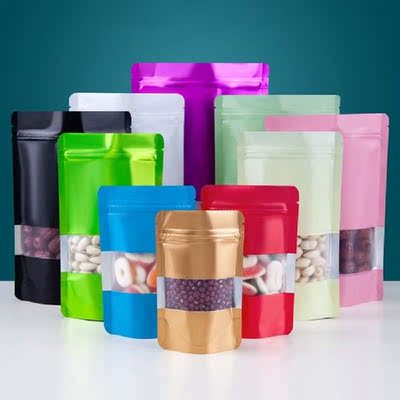 100pcs Window Self-Sealed Plastic Zipper Bags Solid Color