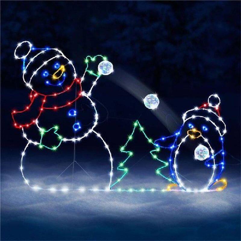 Fun Animated Snowball Fight Active Light String Frame Decor
