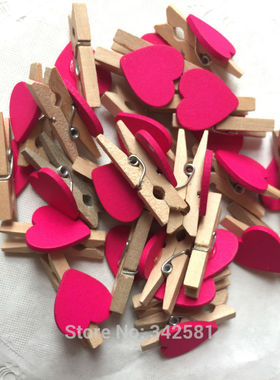 x10 White mini wooden pegs Mini wooden love heart clips Wedd