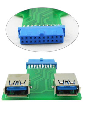 USB3.0 Female 20Pin header to 2 female A USB3.0 adapter 19-p