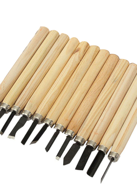 12Pcs Carving Hand Chisel Tool Set Woodworkers Gouges &