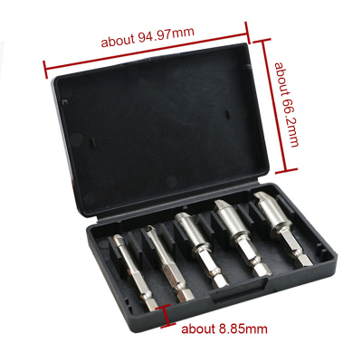 5pcs Screw Extractor Remover Drill Set 1/4 Hex Shank Case Ea