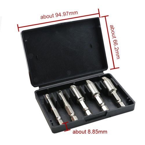 5pcs Screw Extractor Remover Drill Set 1/4 Hex Shank Case Ea