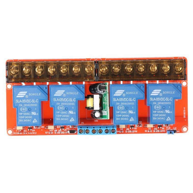 4-channel 250VAC 30A Solid State Relay Module Board High/Low
