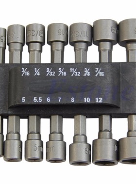 14Pc Power Nut Driver Drill Bit Set SAE Metric Socket Wrench