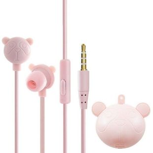 Cartoon Headphones Earphones Pink Cute Sport Wired Bear