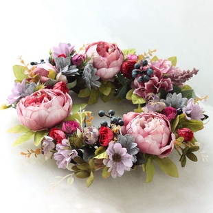 Hot Artificial Peony Flower Wreath Spring Summer Fall