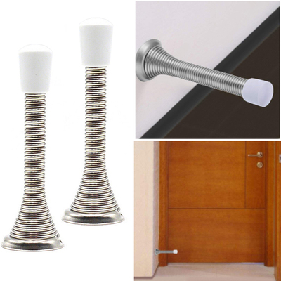 1Pcs Rubber Cap Metal Door Stops Spring Stopper Wall Mounted