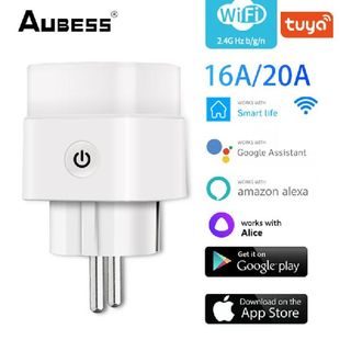 Tuya WIFI 16A Smart EU Plug Timer Socket Voice Control Fire