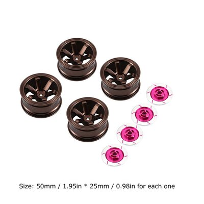 Aluminum Wheels Metal Tires  for 1/10 Flat Sports Car Drift