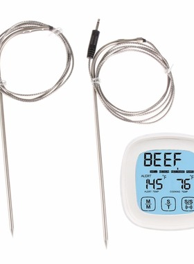 2 Probes Touchscreen Oven Meat Thermometer and Timer Grill K