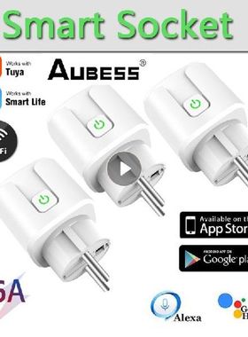 Aubess Tuya EU Plug WIFI 16A Wireless Remote Socket Timer
