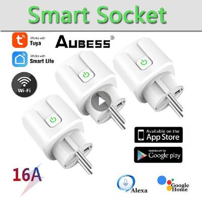 Aubess Tuya EU Plug WIFI 16A Wireless Remote Socket Timer