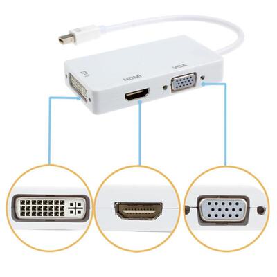 Display Port for Thunderbolt to DVI VGA HDMI Adapter 3 in1 f