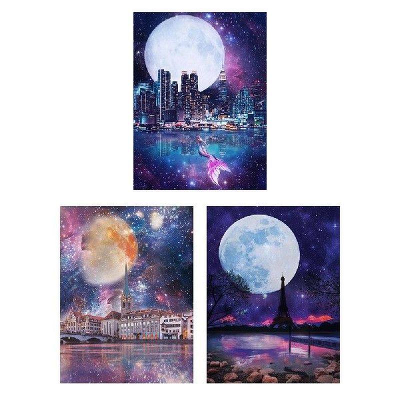 diy starry moon mosaic full round drill drawing handmade