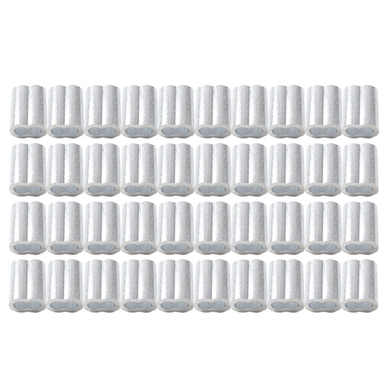 40 pcs Wire Rope Aluminum Sleeves Clip Fittings Cable Crimps