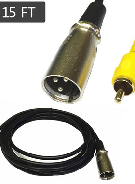 3Pin XLR male to single phono RCA coaxial shield cable  15ft