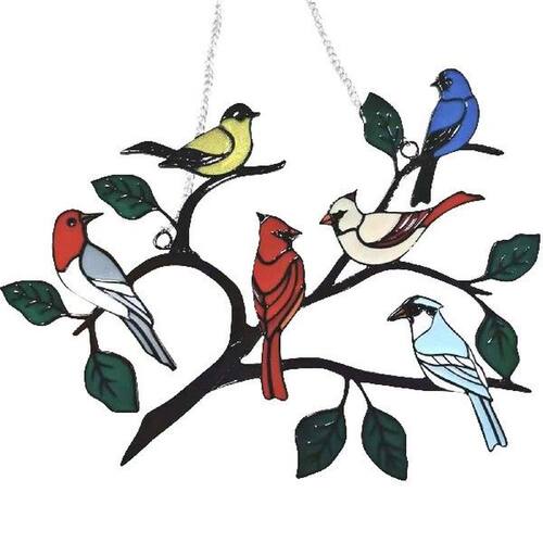 New Colourful Bird Alloy Stained Glass Display Hanging