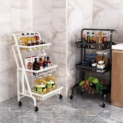 Hot Selling Removable Kitchen Storage Rack Trolley Rolling