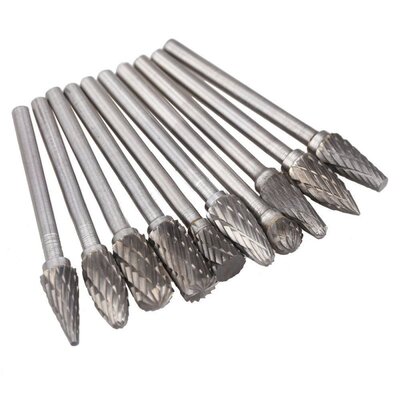 10 x Solid Carbide Burrs for Rotary Drill Die Grinder Carvin
