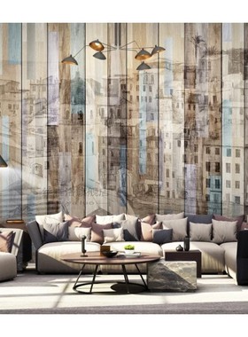 CJSIR Custom Nordic rban Architecture Wood Wallpaper for Wal
