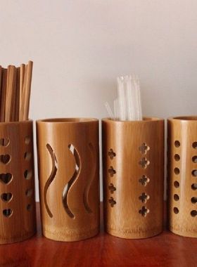 Holey Cutlery Organizer Hollow Grid Bamboo Chopsticks