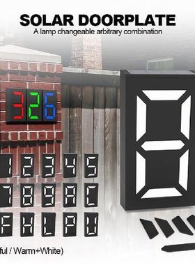 Solar Powered LED Light House Door Number 0-9 Outdoor