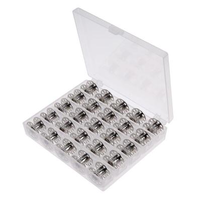 25Pcs Clear Empty Bobbins Spool Case With 25 Grid Storage Ca