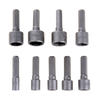 9pcs 5mm-13mm Metric Nut Drivers Bits 1/4 Inch Hex Shank CRV