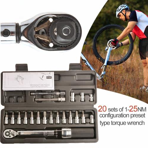 Car Repair Tools 20Pcs Torque Wrench 1/4 1-25Nm Preset