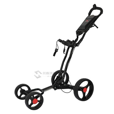 4 Wheels Golf Push Cart Easy Folding Black Aluminum alloy Wi