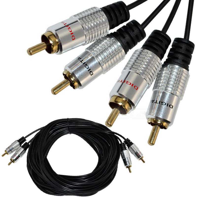 3m  2 Phono RCA male To 2RCA male Audio Cable