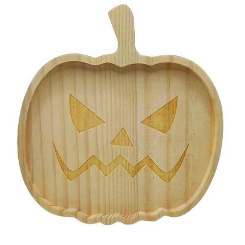 Wooden Halloween Pumpkin Decorative Plate Display Wooden