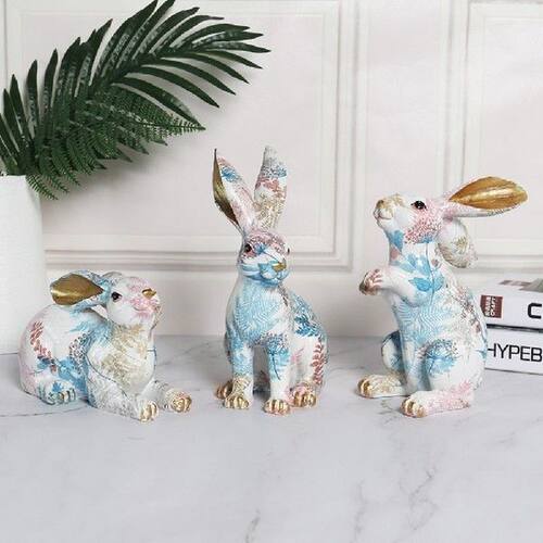Cute Rabbit Statue Resin Bunny Sculpture Home Room