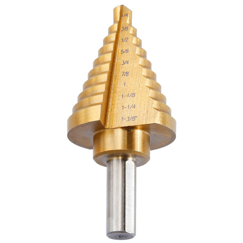 Step Drill Cone Drill Bits, 10 Steps 1/4 to 1-3/8 inch