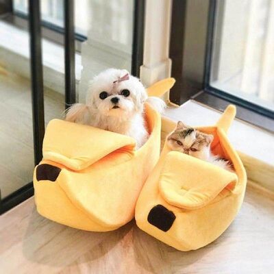 Banana Shape Pet Dog Cat Bed House Mat Fluffy Durable