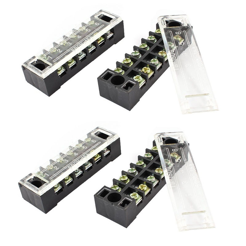 4 Pcs 15A Dual Row 6P Screw Connector Electric Barrier Termi