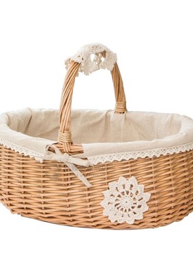New-Wicker Basket Rattan Storage Basket Box Picnic Basket Fr