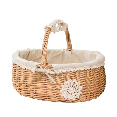 New-Wicker Basket Rattan Storage Basket Box Picnic Basket Fr
