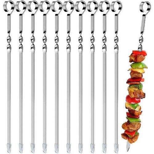 10pcs Skewers for Barbecue Reusable Grill Stainless Steel
