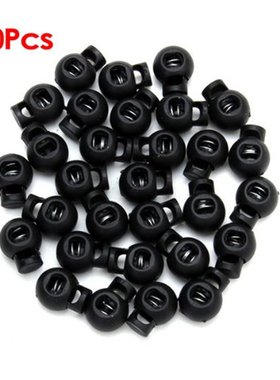 100 x Black Ball Cord Locks Toggles Round Cordlocks