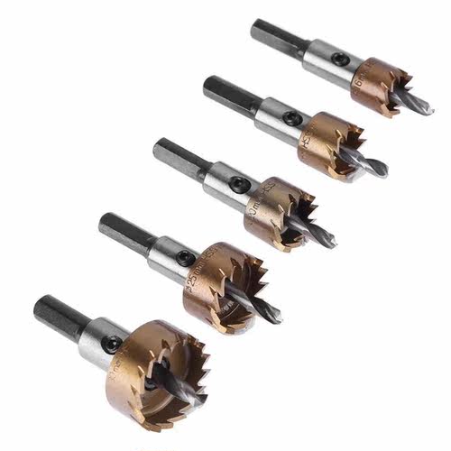 5 Pcs Carbide Tip HSS Drill Bit Saw Set Wood Drilling Hole C