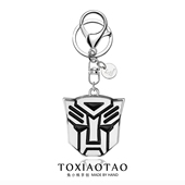 汽车人擎天柱威震天钛钢钥匙扣电影周边变形金刚标志书包挂件配饰