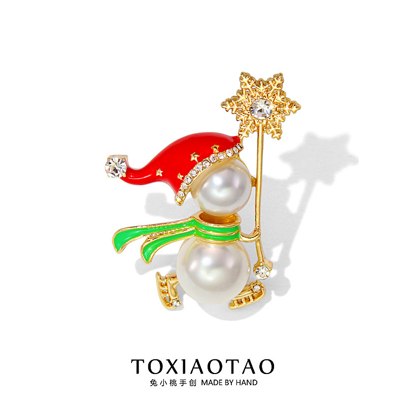 2025年新款小红帽珍珠雪人胸针高端精致时尚别针圣诞节配饰品礼物,饰品/流行首饰/时尚饰品新,胸针,淘宝优惠券,粉丝福利购,淘宝优惠卷