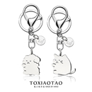 2025年新款 抱抱猫和狗情侣钥匙扣小挂件高级感创意不锈钢书包挂饰