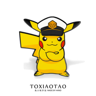 宝可梦皮卡丘金属徽章胸针神奇宝贝可爱船长帽别针个性书包配饰品