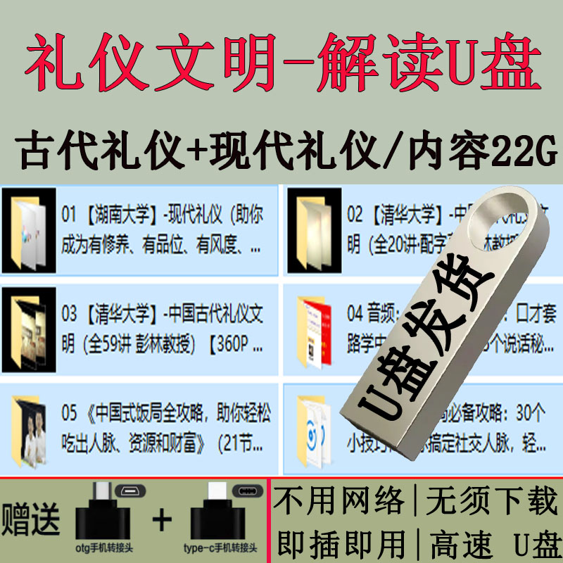 礼仪解读视频教程U盘古代文明礼仪+现代文明礼仪高清视频课程优盘