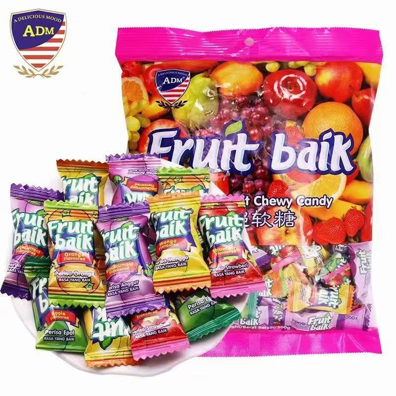 ADM马来西亚风味水果软糖500g袋装高颜值混合味果汁糖好吃糖果批