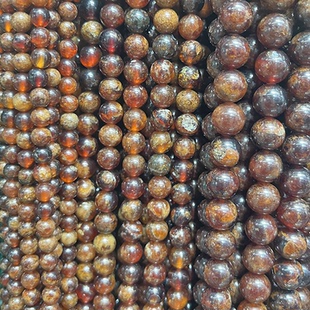 无忧化 天然矿石 金石榴石6-8-10mm圆珠子 手链串珠半成品diy材料