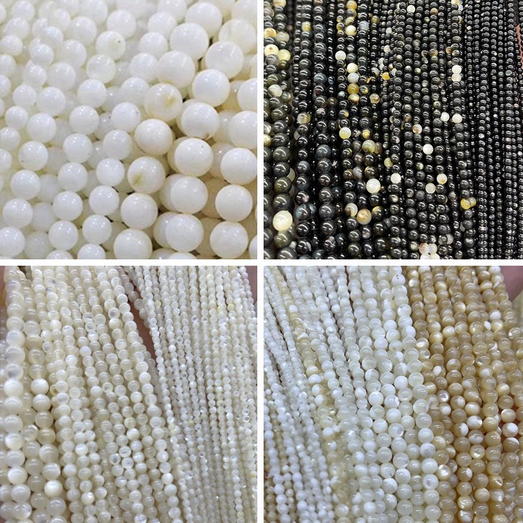 天然海水珍珠母贝 白蝶贝 马蹄螺 黑贝壳 2-12mm圆珠 隔珠DIY材料